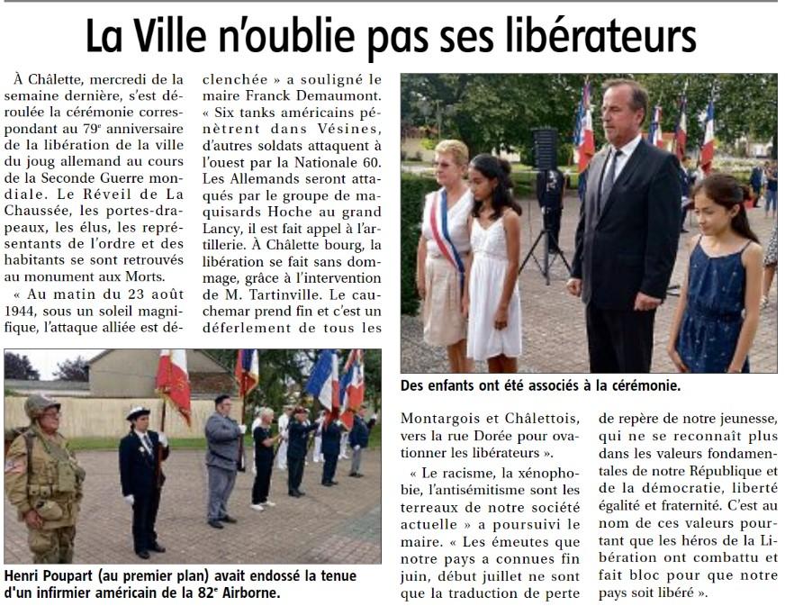 Cerelmonie du 23 08 2023 liberation de chalette