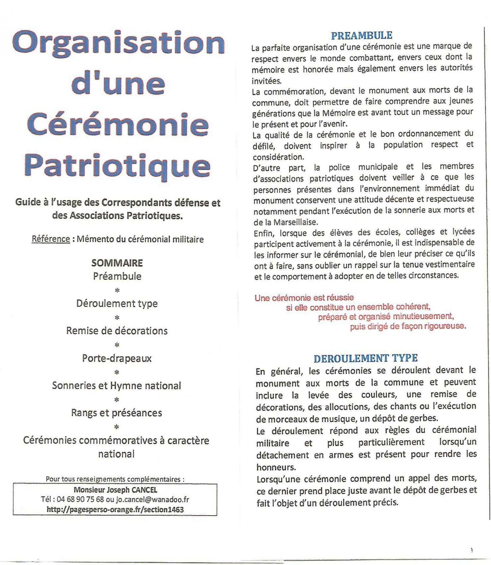 Organisation cérémonie 1